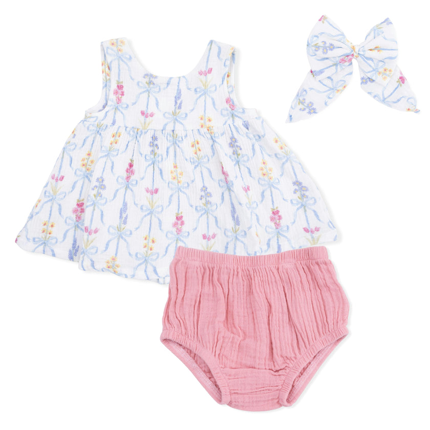 Ribbon Bouquets - Dress with Bow and Bloomer with Large Bow Set