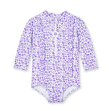 Floral Print One Piece Rashguard with Ruffles