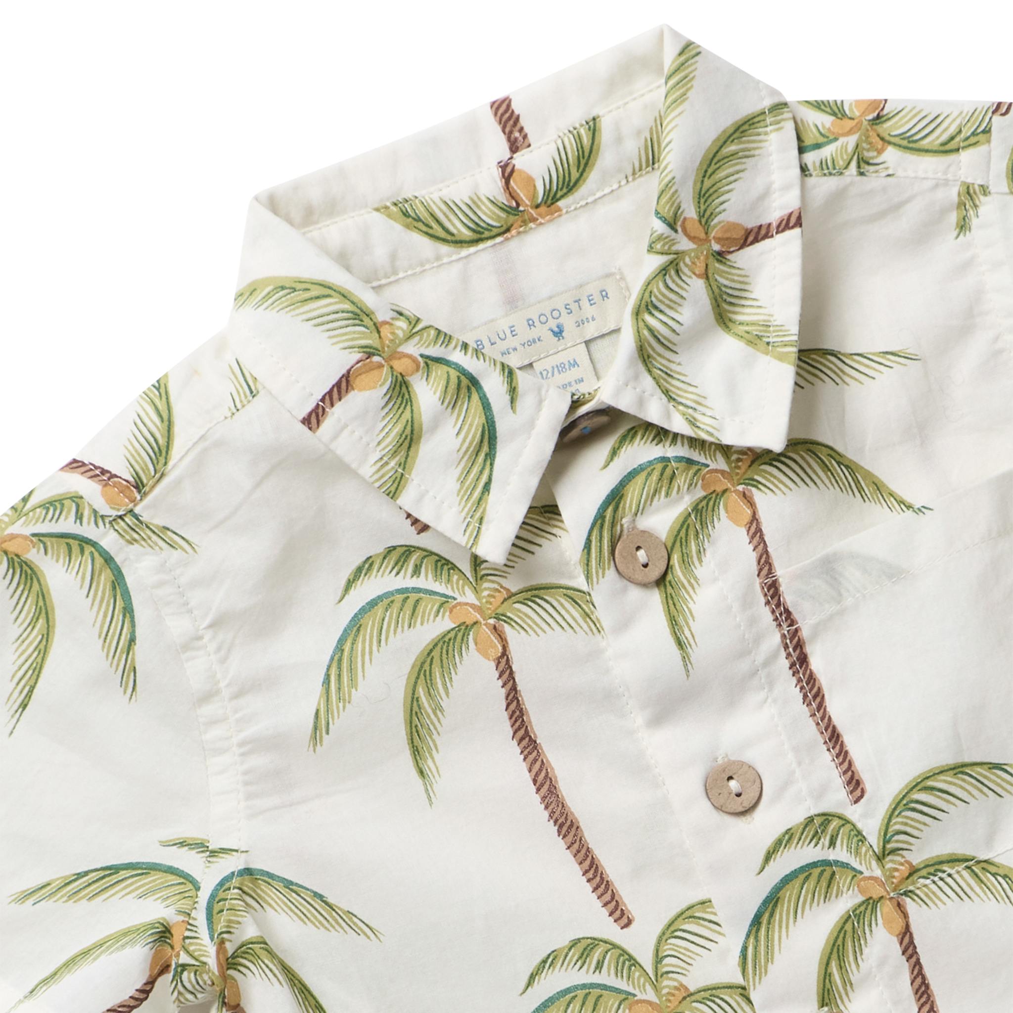 Boys Jack Shirt - Cream Palm Trees