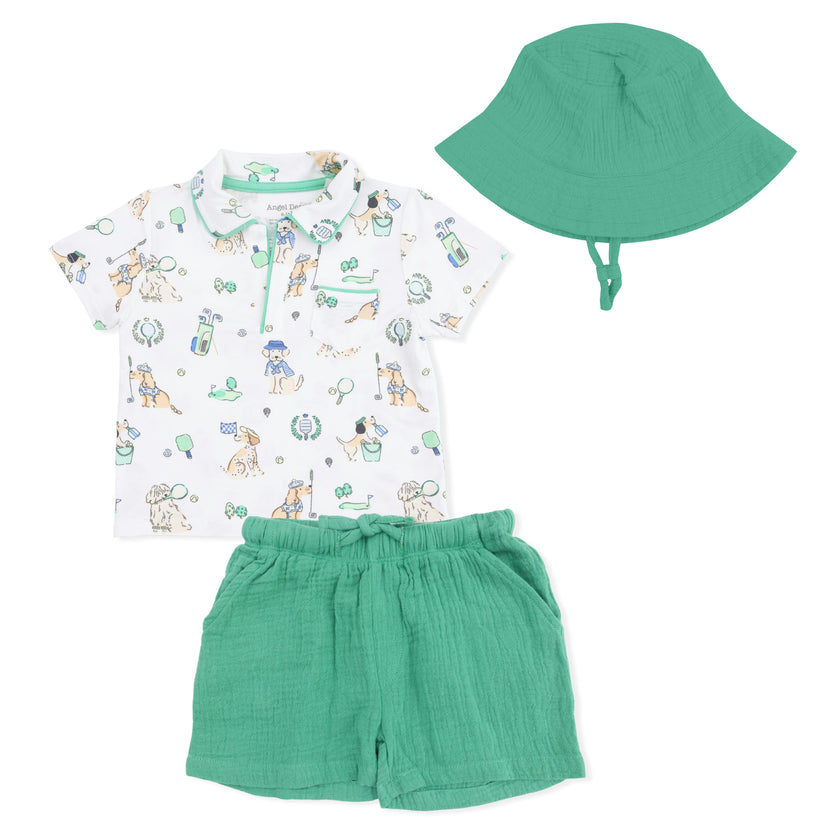Country Club Dogs Neutral - Polo with Casual Short  & Bucket Hat
