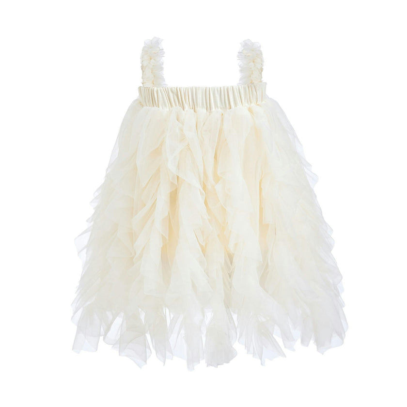 Ivory Sleeveless Ruffle Layered Dress