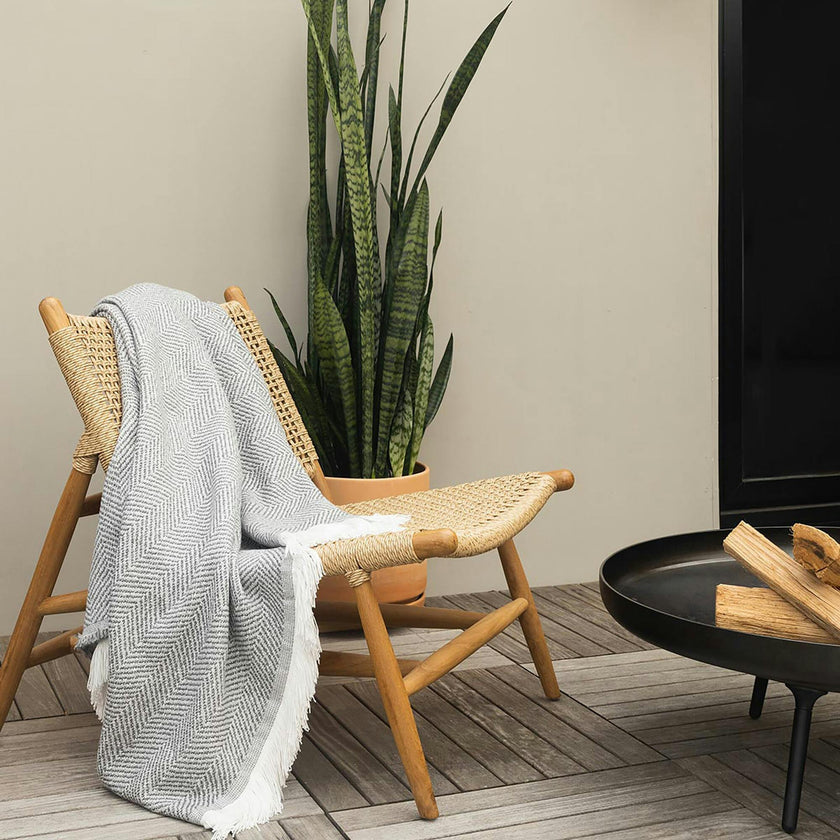 Herringbone Stain Resistant Indoor Outdoor Throw