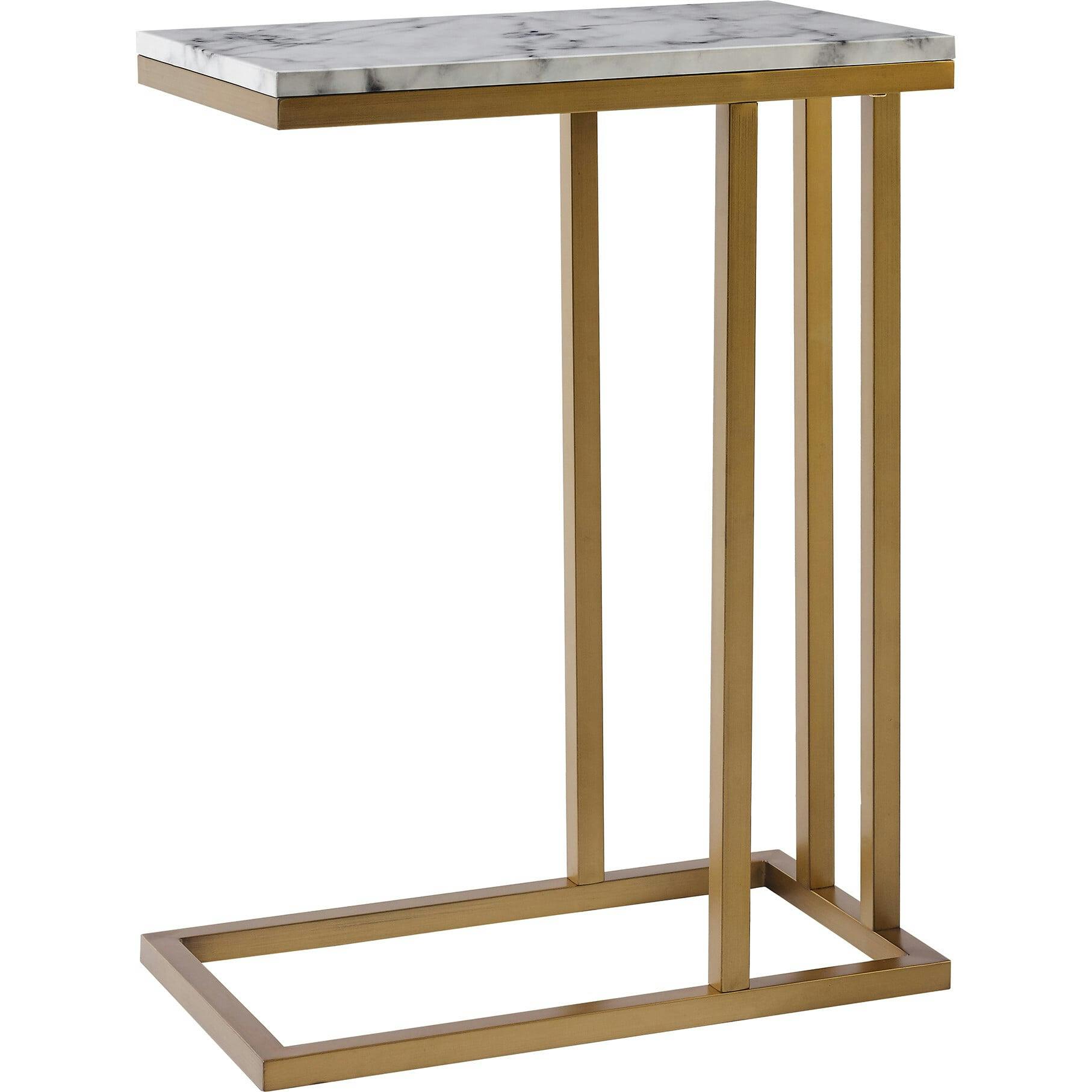 Marmo Modern Marble-Look C Shape Side Table