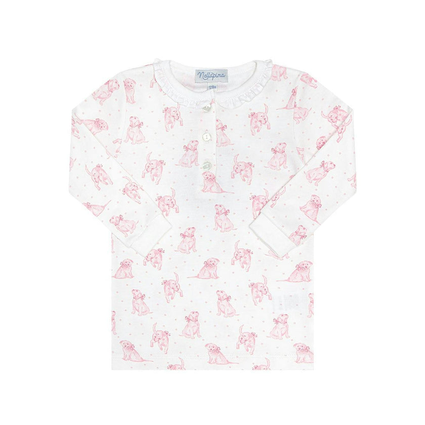 Pink Puppy Love Print Pajamas