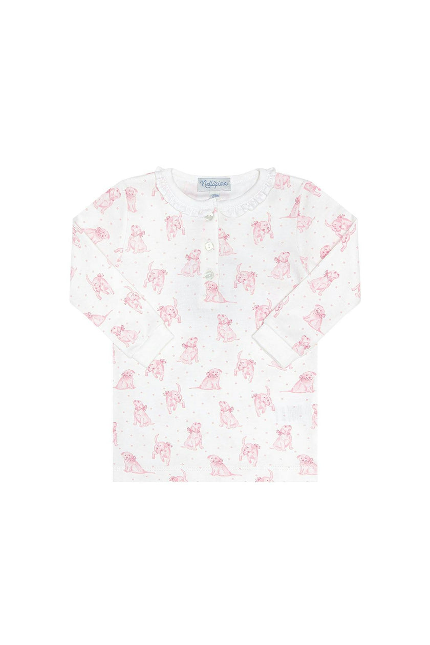 Pink Puppy Love Print Pajamas