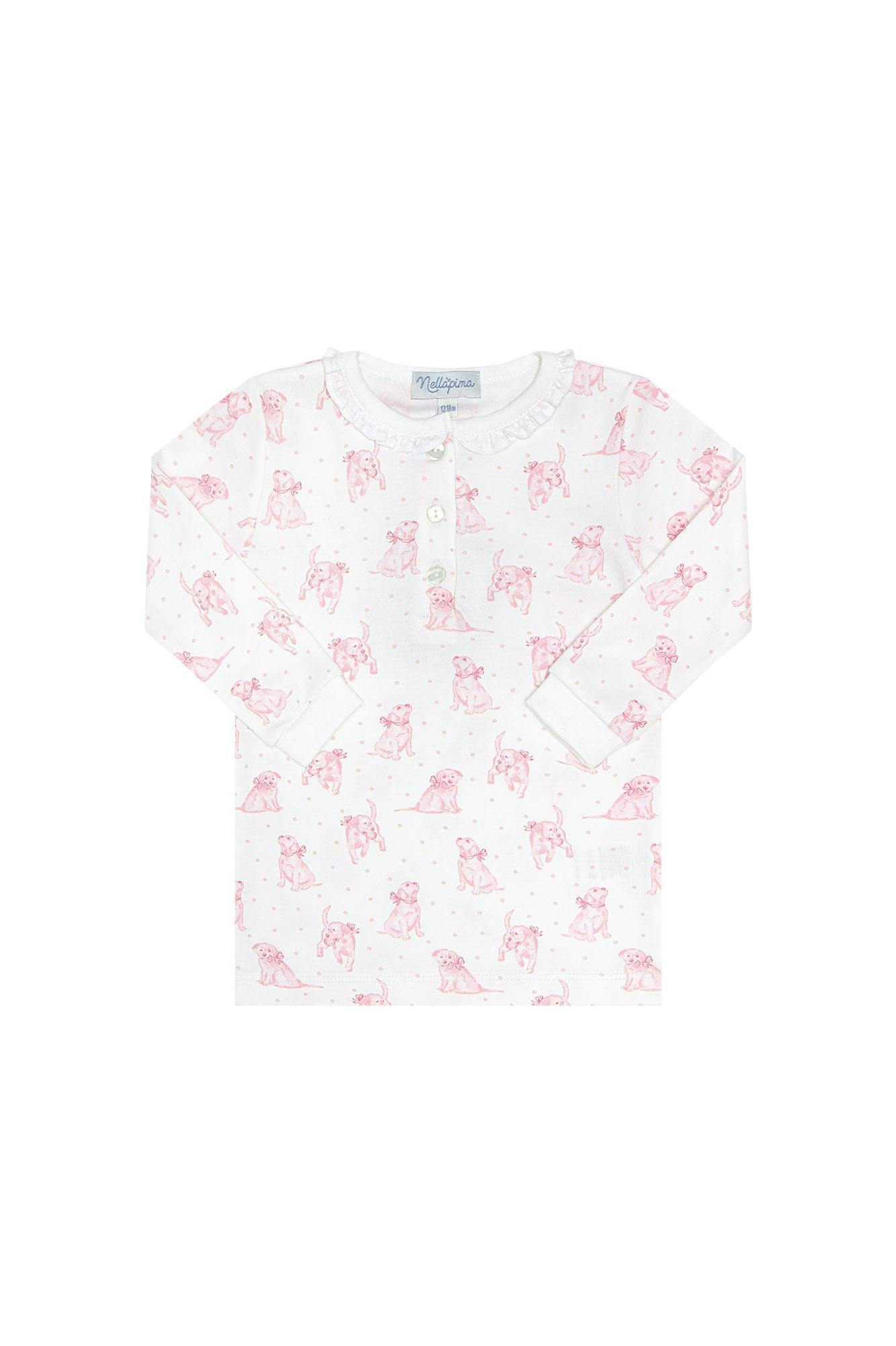 Pink Puppy Love Print Pajamas