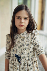 Flower Print Lace Dress Cream