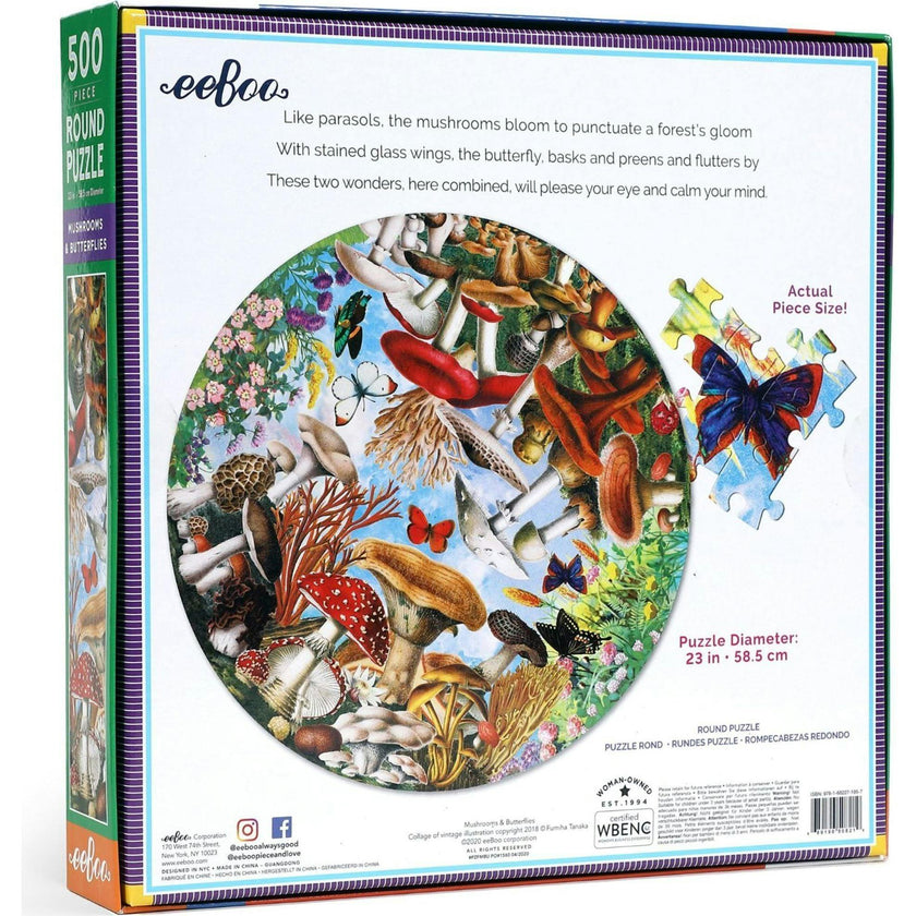 Piece and Love Mushrooms and Butterflies 500 Piece Jigsaw Puzzle