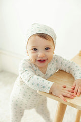 Fruit Print Ribbed Snap Front Romper and Hat Two Piece Set