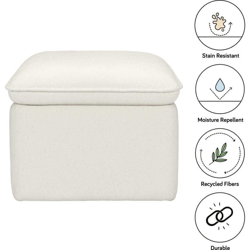 Cali Eco-Performance Fabric Storage Ottoman With USB Port