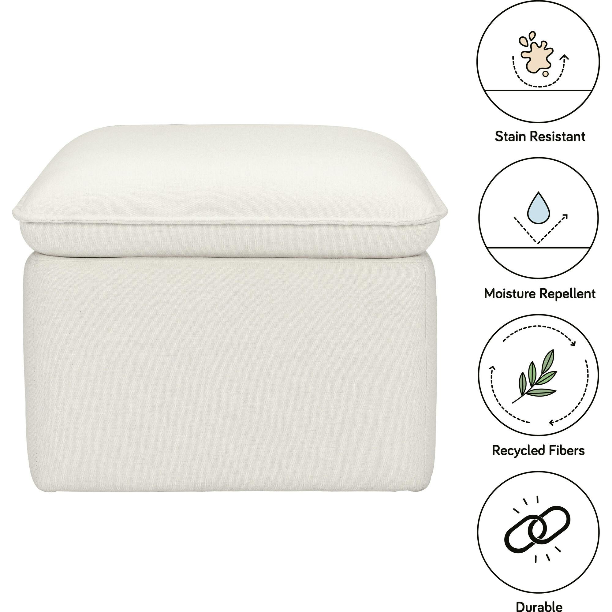 Cali Eco-Performance Fabric Storage Ottoman With USB Port