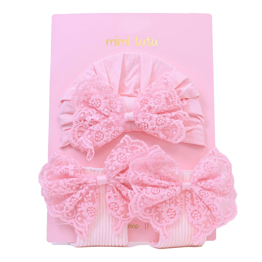Pink Lace Bow Gift Set