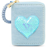 Sequin Heart Spiral Strap Wallet