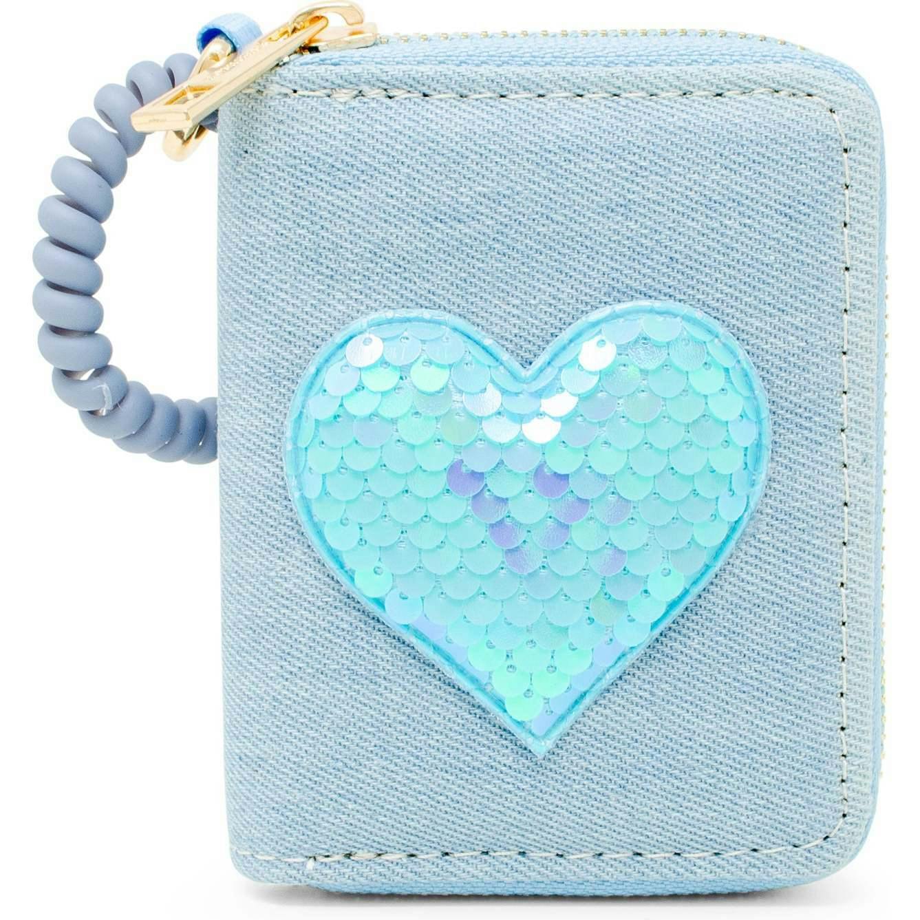 Sequin Heart Spiral Strap Wallet