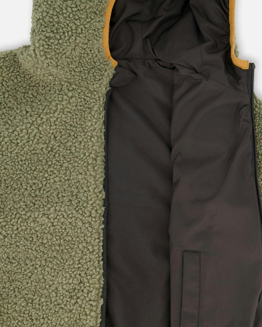 Reversible Mid-Season Sherpa Jacket Khaki