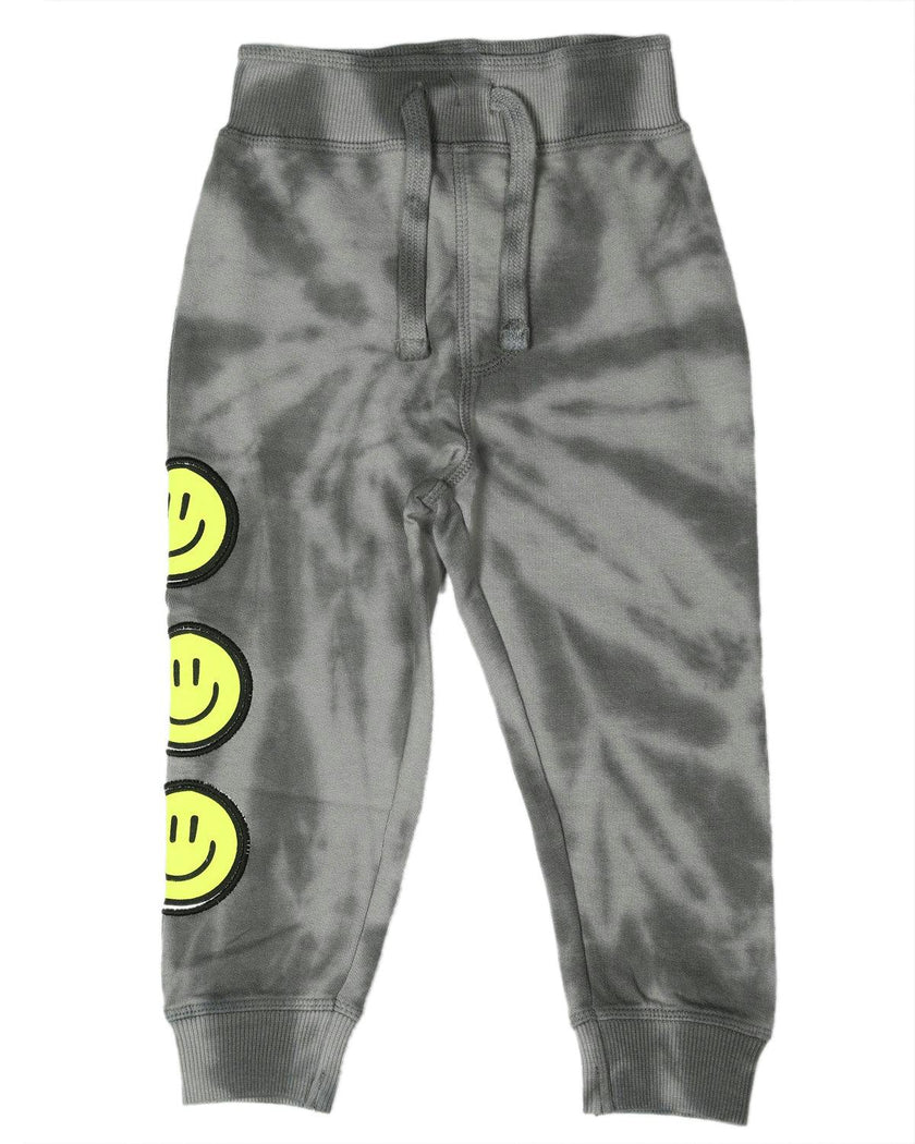 Kids Tie Dye French Terry Joggers - Smiley Tie Dye
