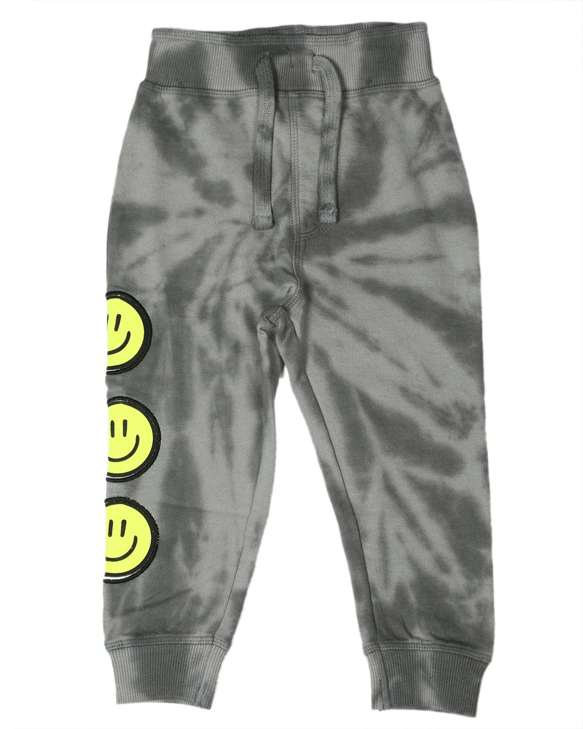 Kids Tie Dye French Terry Joggers - Smiley Tie Dye