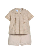 Carson Short Set - Khaki Gingham