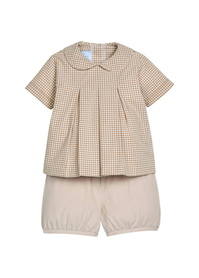 Carson Short Set - Khaki Gingham