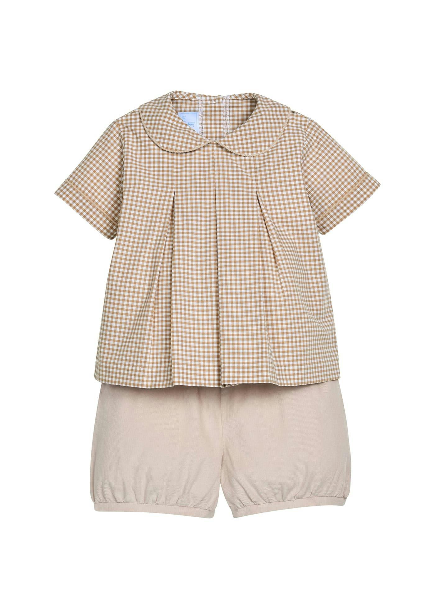 Carson Short Set - Khaki Gingham