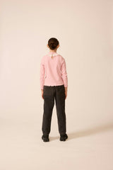 Ribbed Mock Neck with Lace Collar in Rhapsody Rose