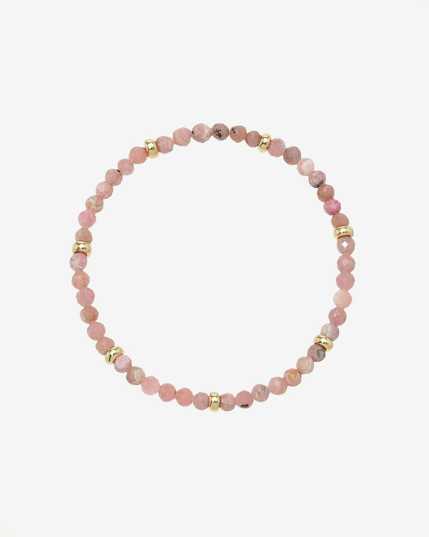 14K Gold Pink Rhodochrosite Segment Bead Bracelet