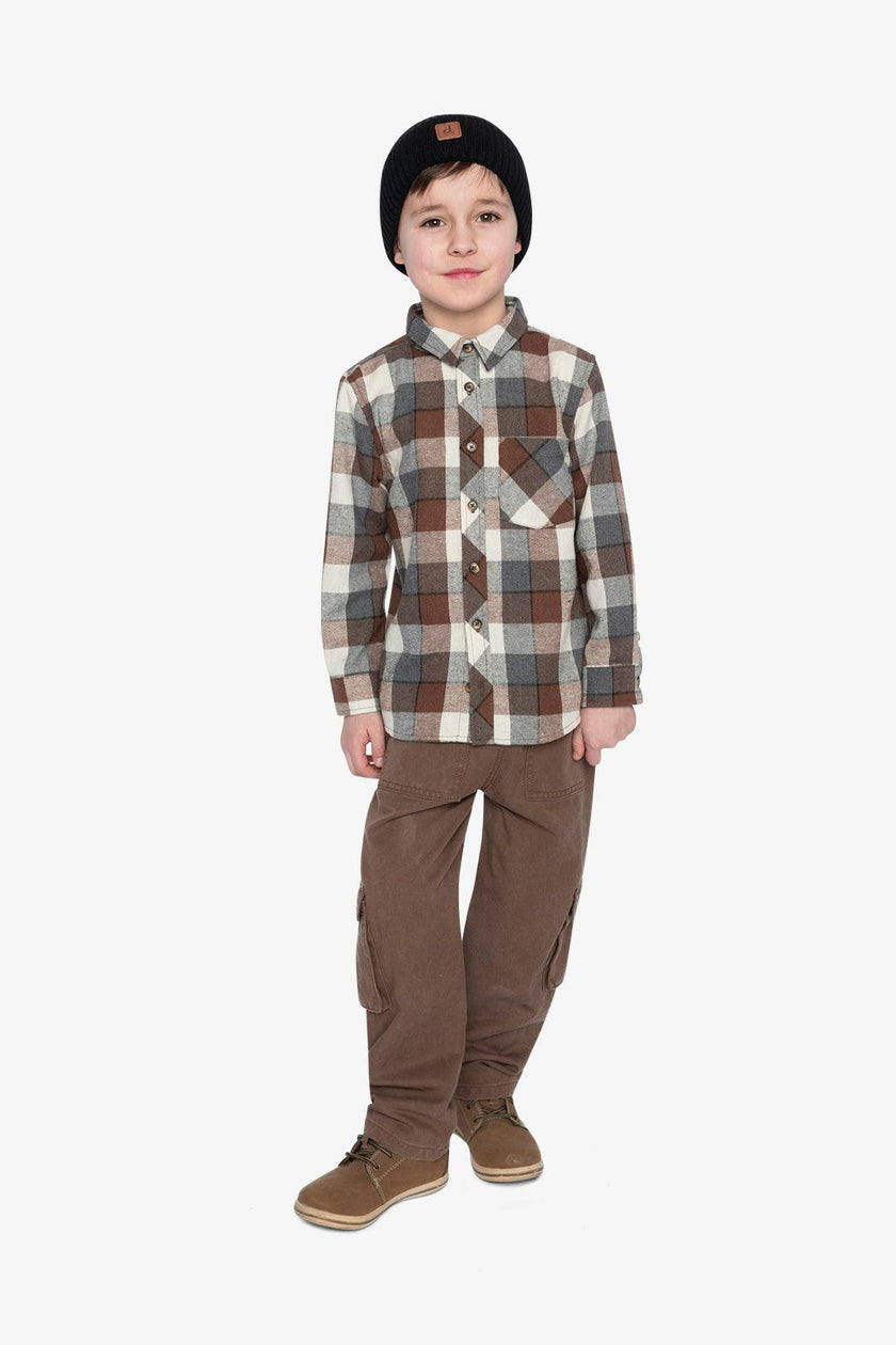 Flannel Shirt Grey And Beige Plaid