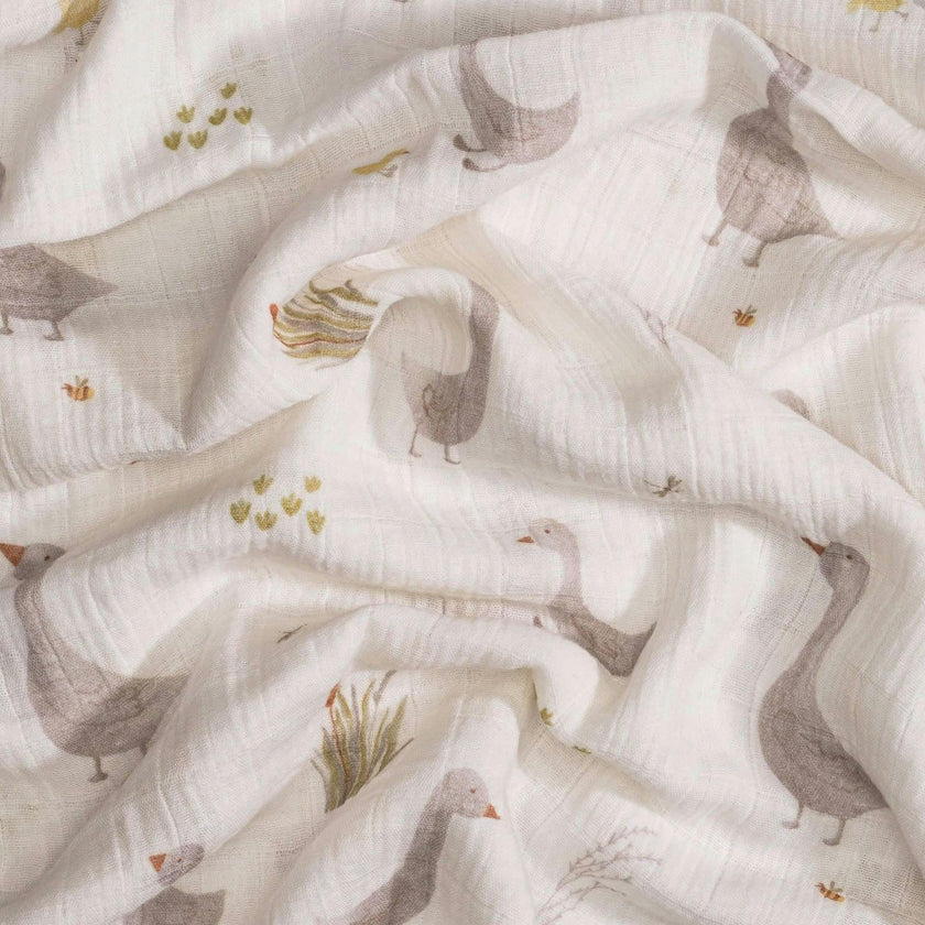 Charlie 2-pc. Farmhouse Goose/Check Muslin Swaddle Set
