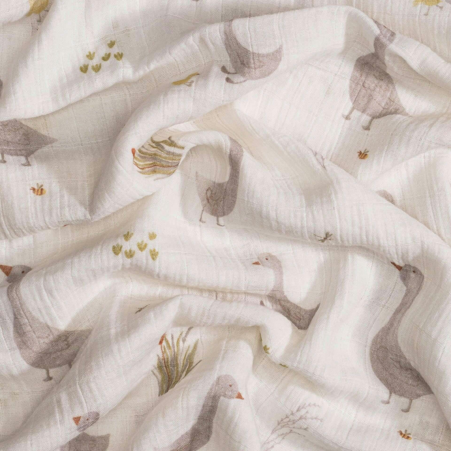 Charlie 2-pc. Farmhouse Goose/Check Muslin Swaddle Set