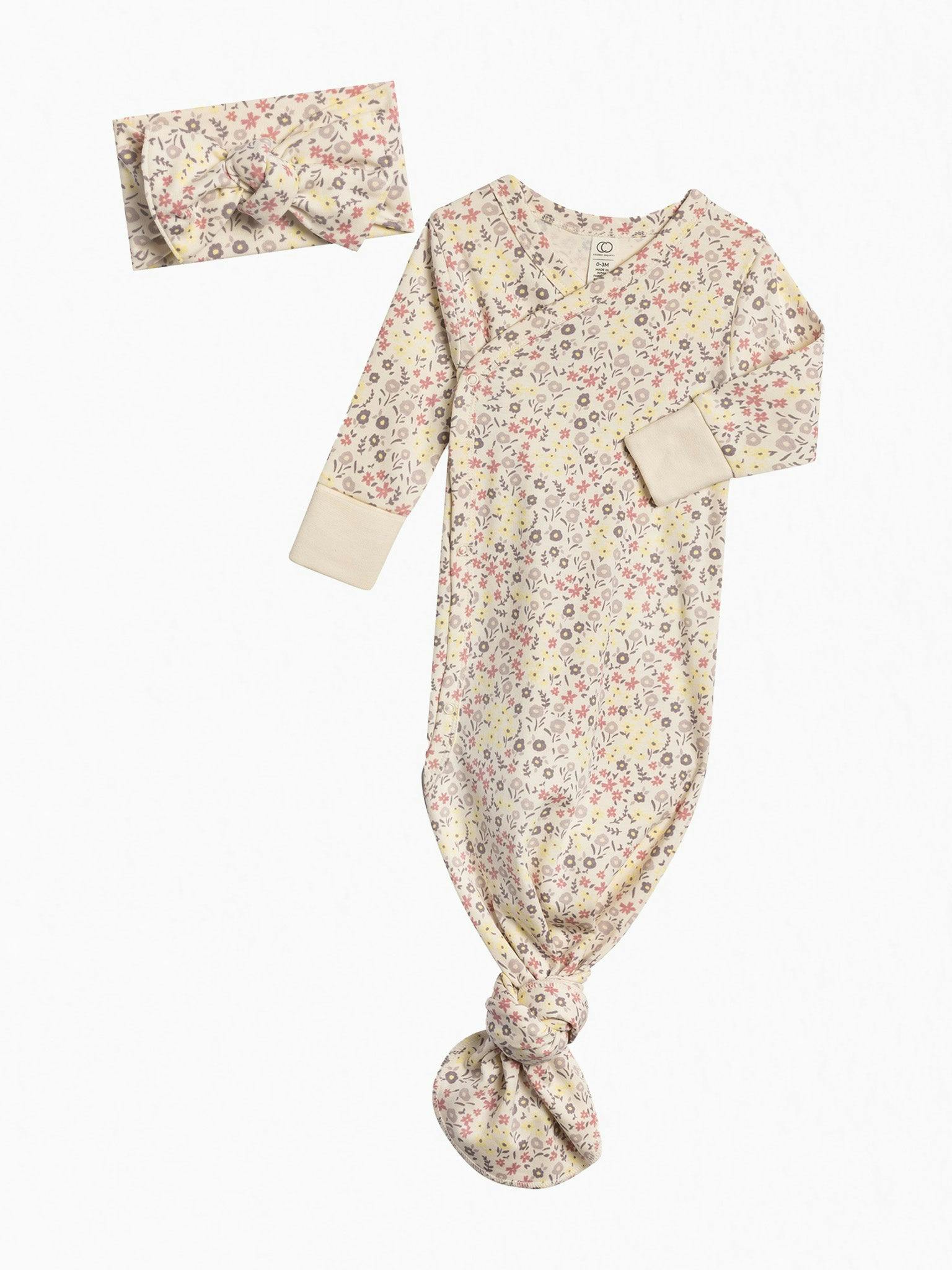 Organic Kimono Gown and Bow Wrap Set
