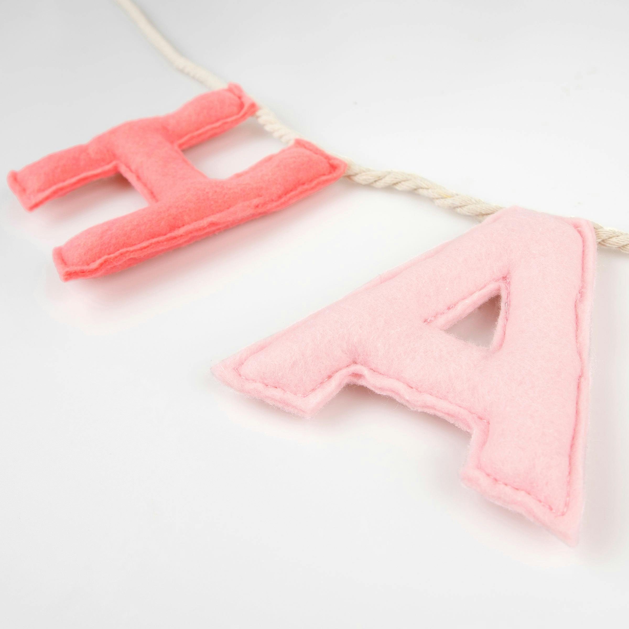 Pink Happy Birthday Felt Garland