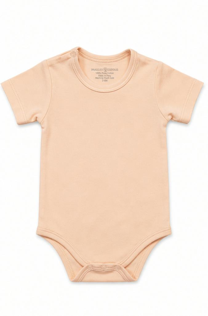 Peach Short Sleeve Bodysuit in Pima Cotton