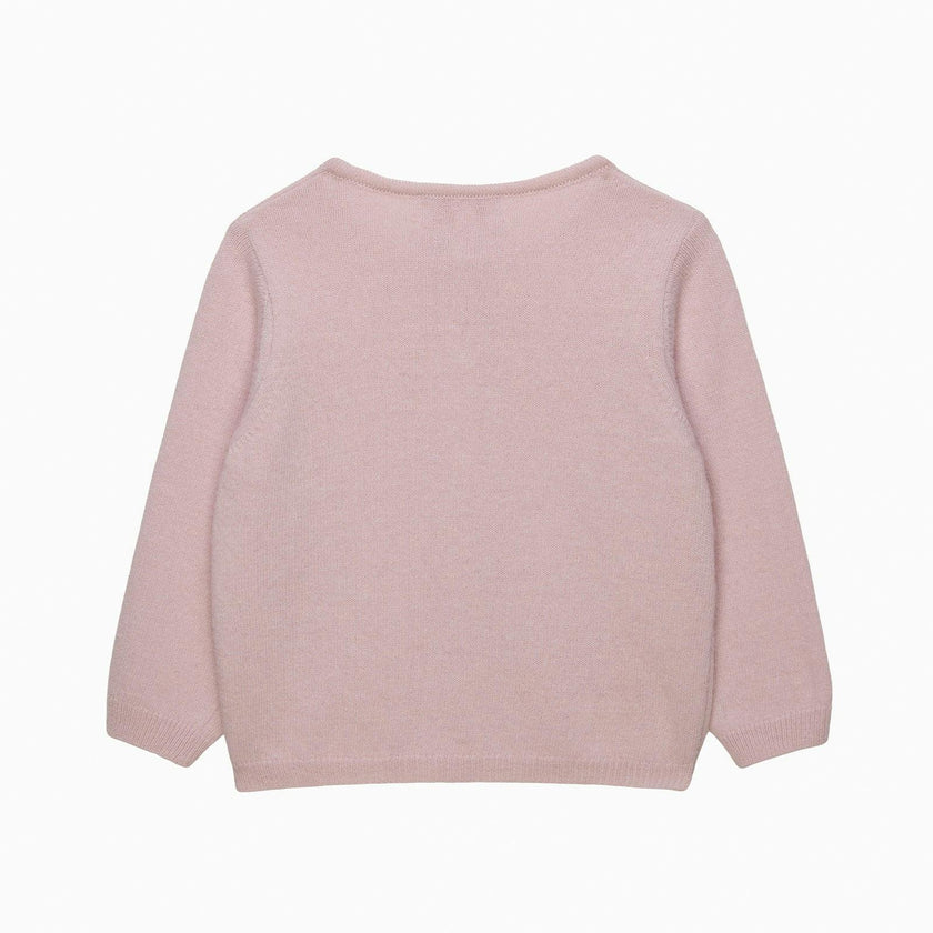 Baby Velvet Bow Cardigan in Pink