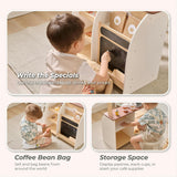Teamson Kids Espresso Treats Wooden Coffee Stand with 29 Pcs Accessories