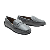 Gray Faux Leather Penny Loafers