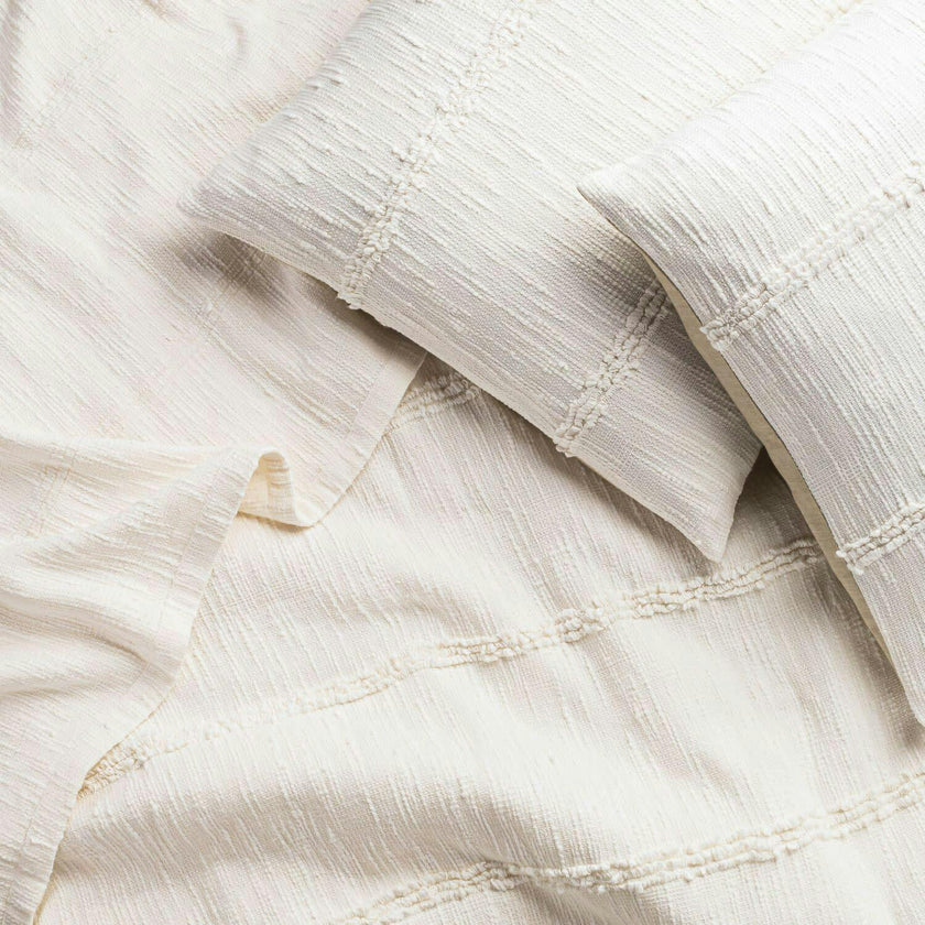White Fringe Bedspread & Sham Set, Beige