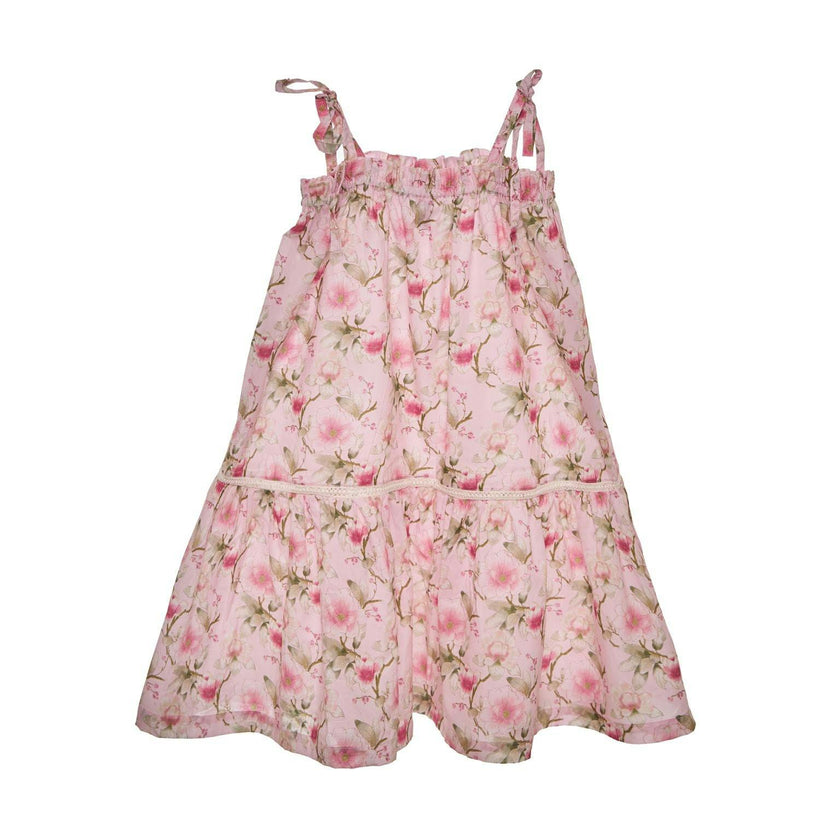 Girls Cotton Sundress – Adjustable Tie Straps (Petal)