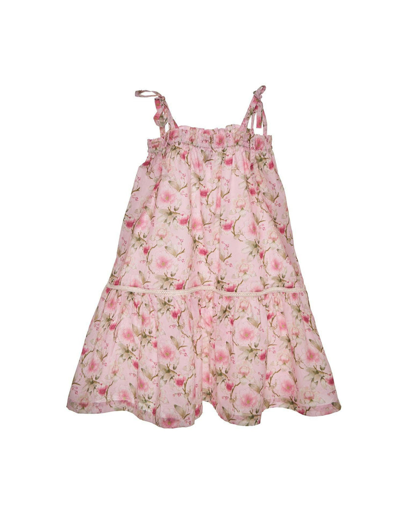 Girls Cotton Sundress – Adjustable Tie Straps (Petal)