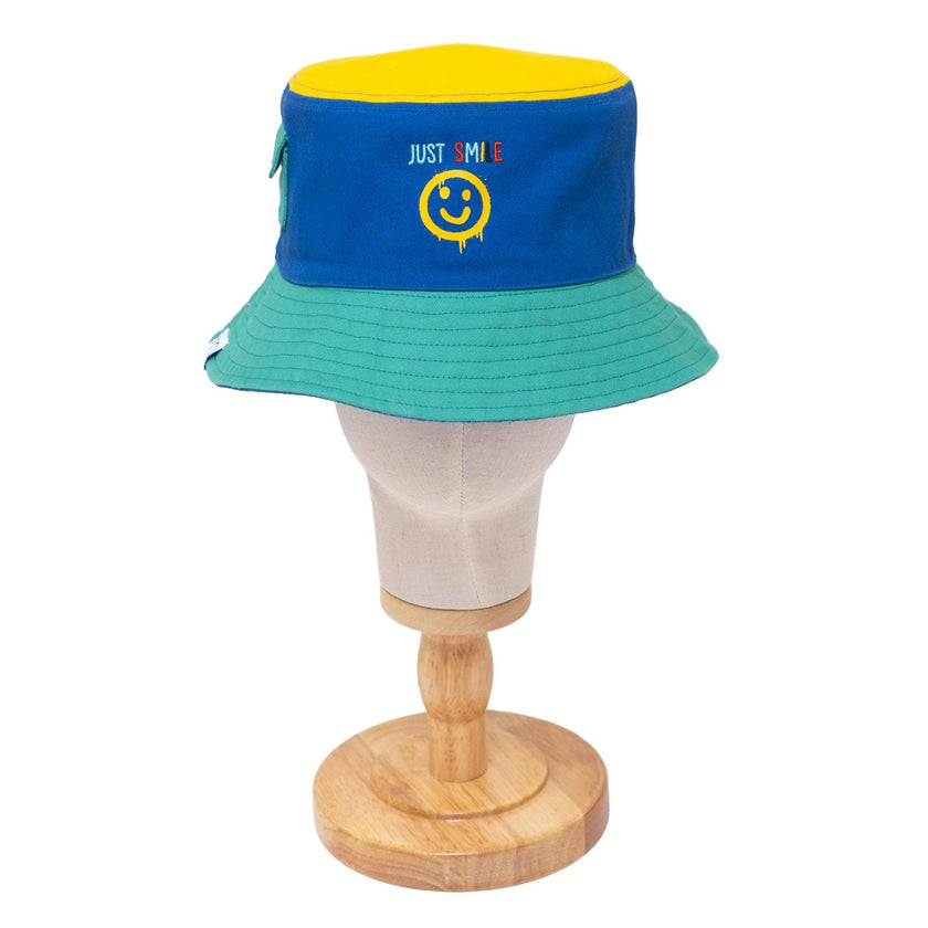 Reversible Bucket Hat – Blue Smile
