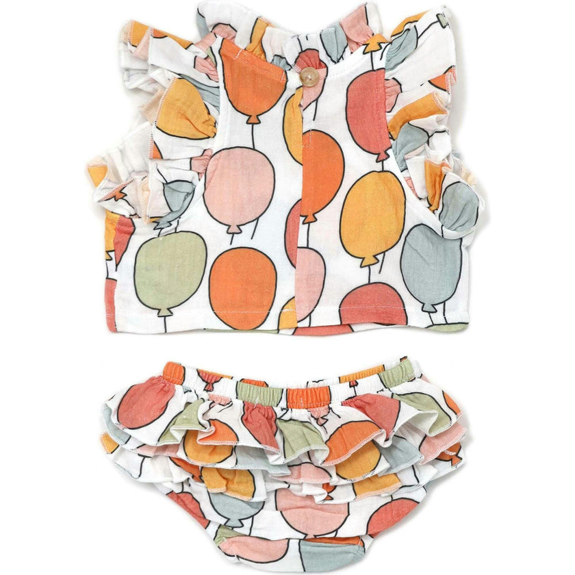 Balloon Print Gauze Lola Top Ruffle Tushie Set