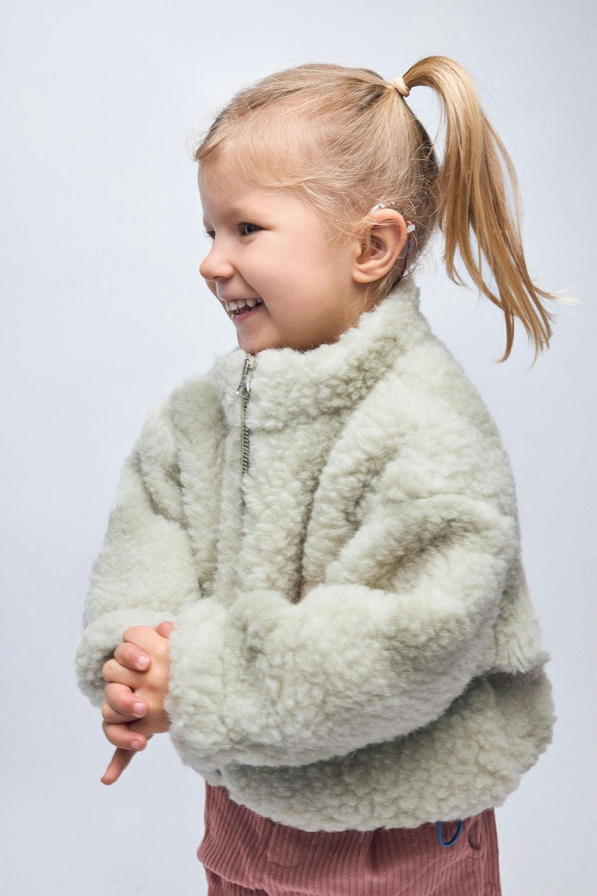 children's merino wool bomber jacket - polka dots