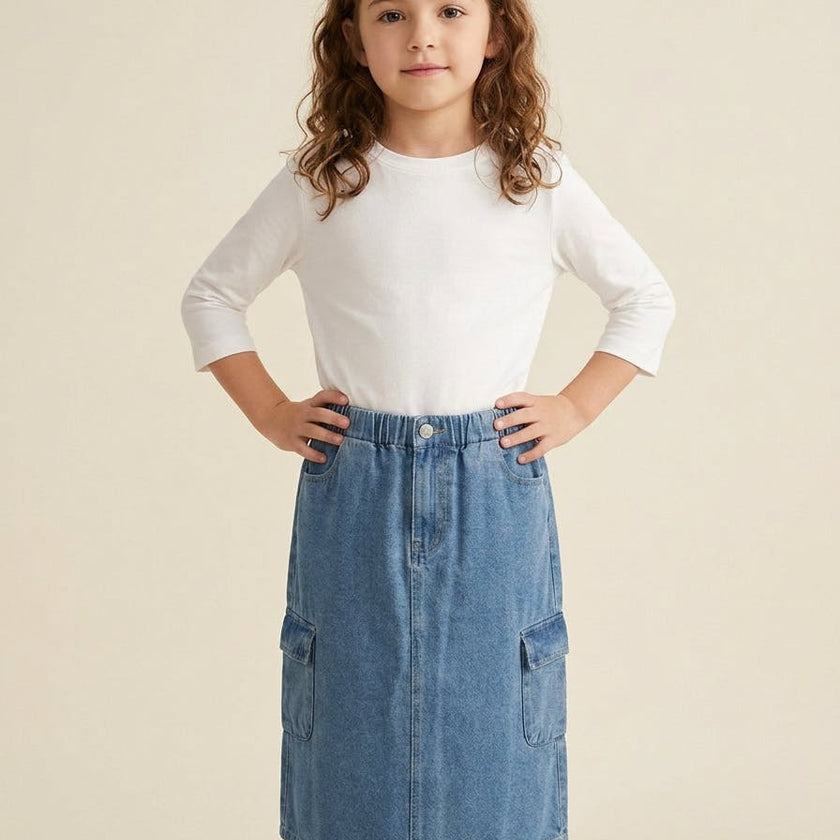 Denim Cargo Skirt