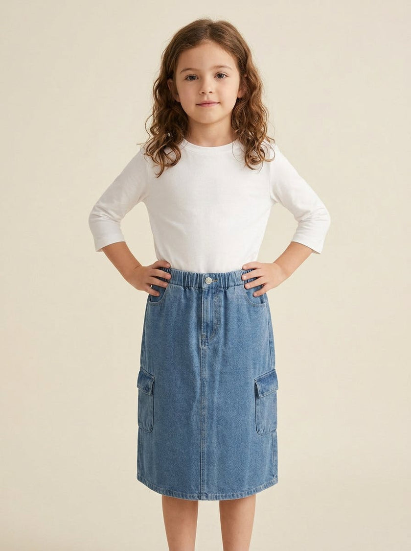 Denim Cargo Skirt