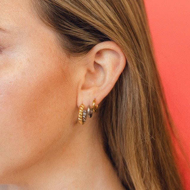 Rope Chunky Rounded Huggie Hoop Earrings
