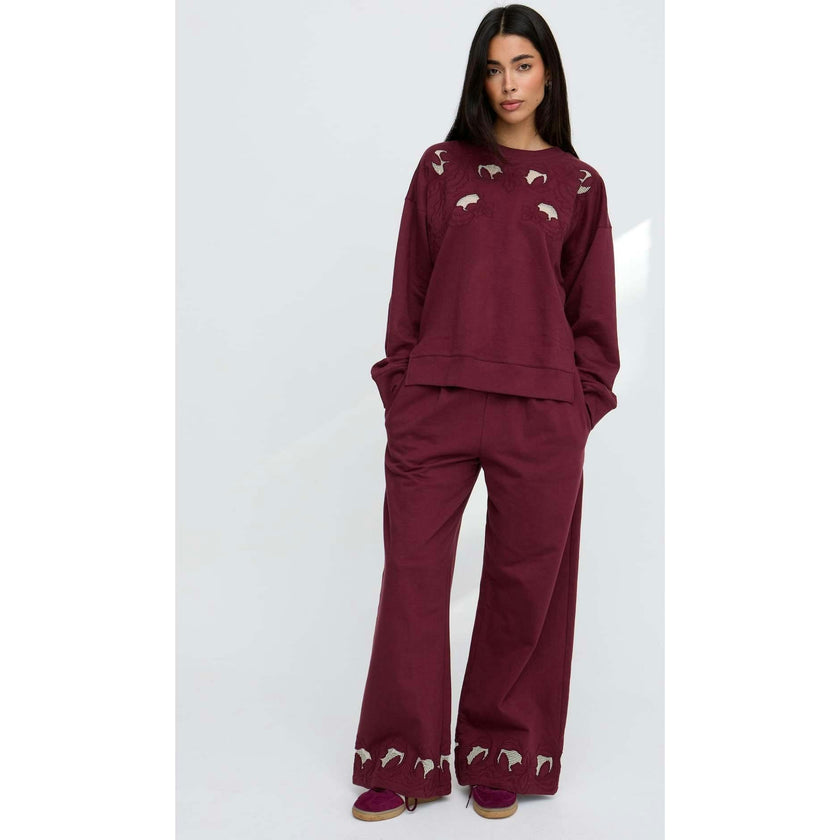 Lily-Anne Long Sleeves Cut Out Embroidered Sweatshirt