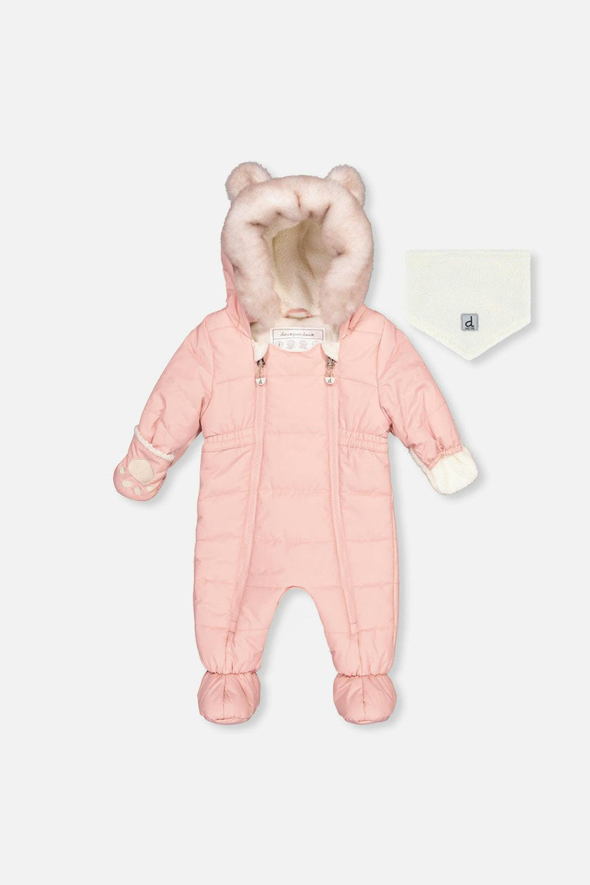 Baby One Piece Snowsuit For Car Seats Pale Dusty Pink