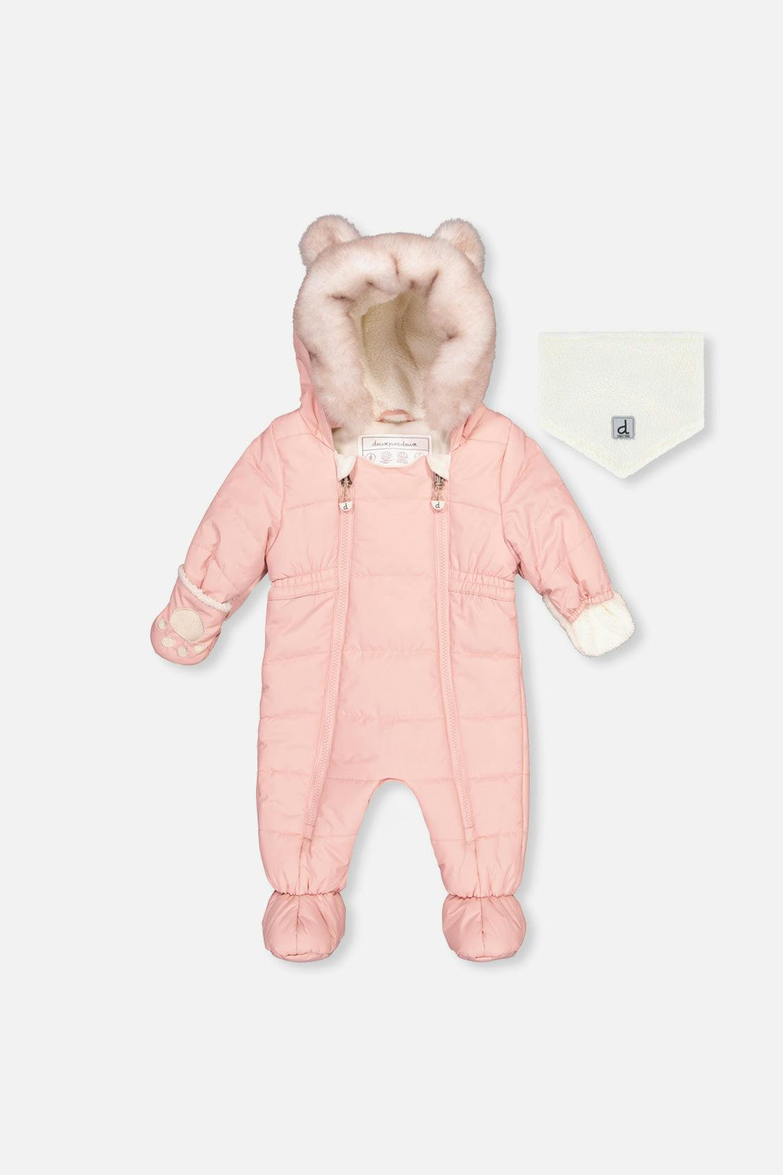 Baby One Piece Snowsuit For Car Seats Pale Dusty Pink