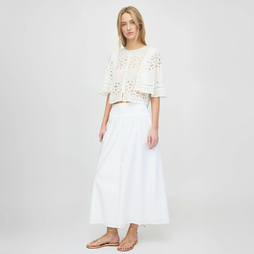 The Meadow Top - White Floral Broderie