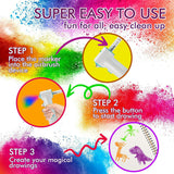 Air Brush Marker Set for Kids Includes 12 Washable Markers 20 Stencils Gift for Ages 5 6 7 8 9 Years Old - Great Arts & Crafts Set