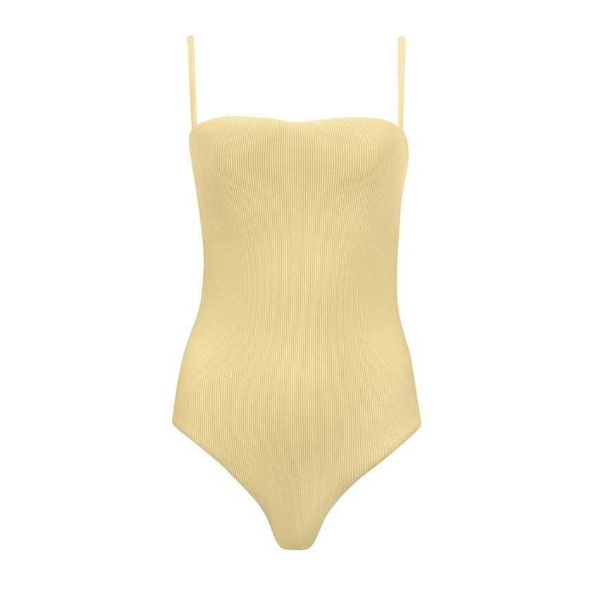 womens buttercream stripe simple one piece